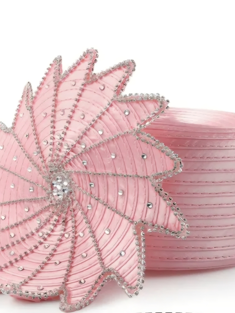 Pink Crystal-Embellished Pillbox Hat